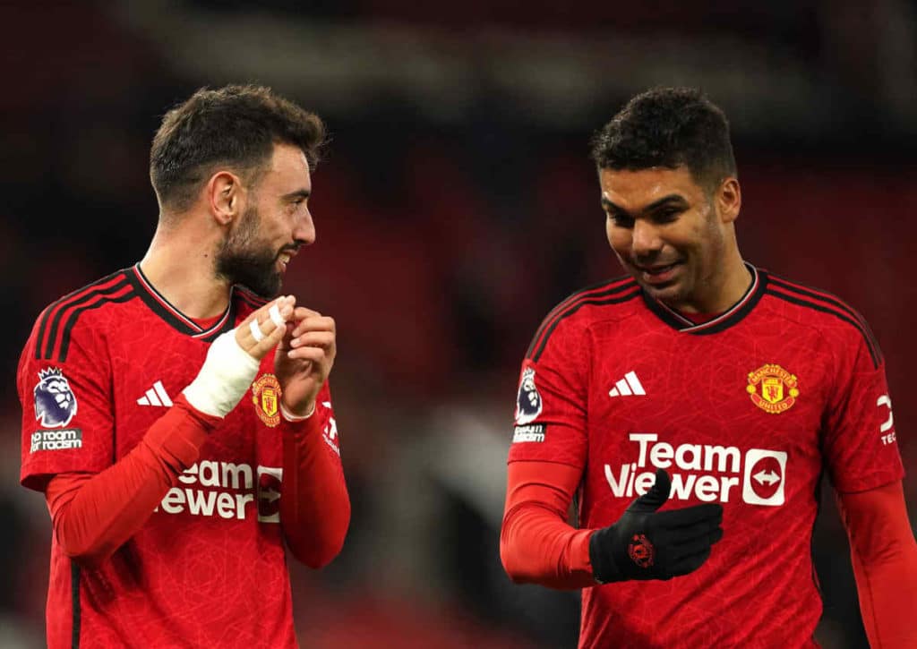 Gewinnt Crystal Palace gegen Manchester United (im Bild: Fernandes & Casemiro) das dritte PL-Heimspiel in Serie?