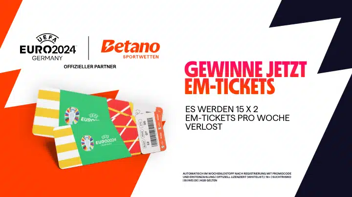 20 € gratis plus EM Tickets gewinnen bei Betano