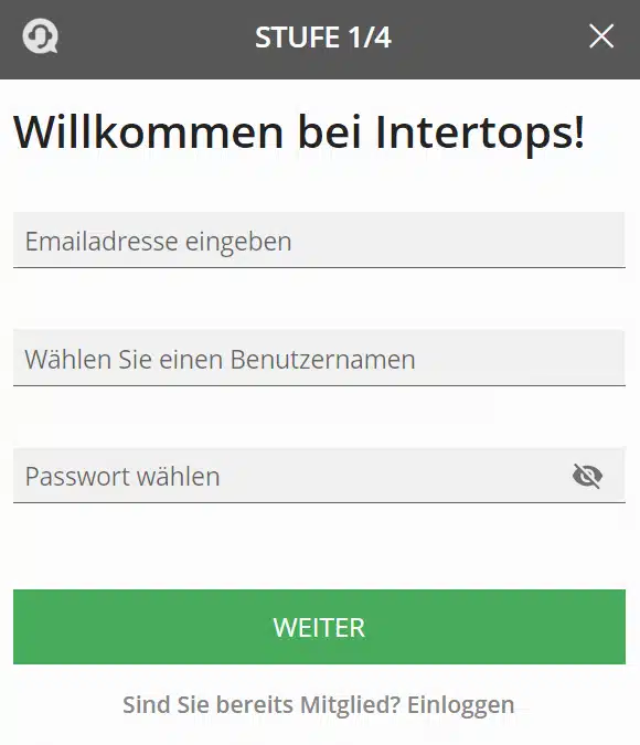 intertops registrierung