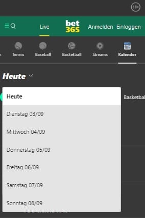 Bet365 Live-Kalender