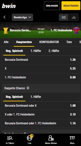 Bwin Bundesligaquoten