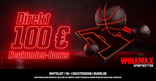 Winamax 100 % Bonus bis 100 € für Neukunden + Bundesliga Quoten Boosts